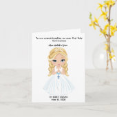 Carte Filles personnalisées Première sainte communion (Fleur jaune)