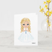 Carte Filles personnalisées Première sainte communion (Fleur jaune)