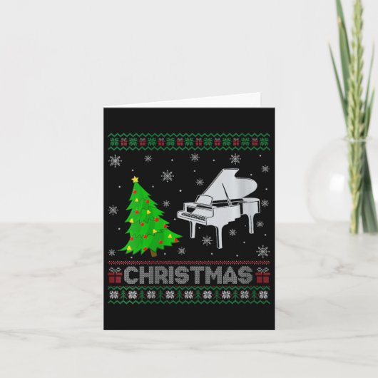 Carte Filles Piano Xmas Arbre Éclairage de Noël moche (Devant)