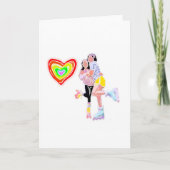 Carte Filles Roller Skate Rainbow Heart (Devant)
