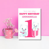 Carte Filles roses mignonnes Premier anniversaire