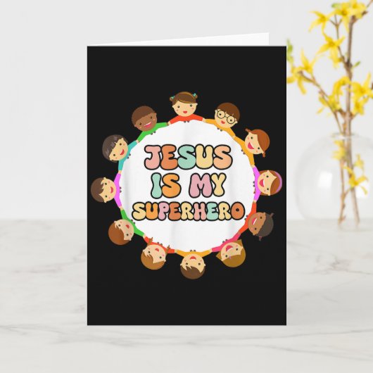 Carte Filles Tout-Petites Jésus Est Mon Super-Héros Chré (Fleur jaune)