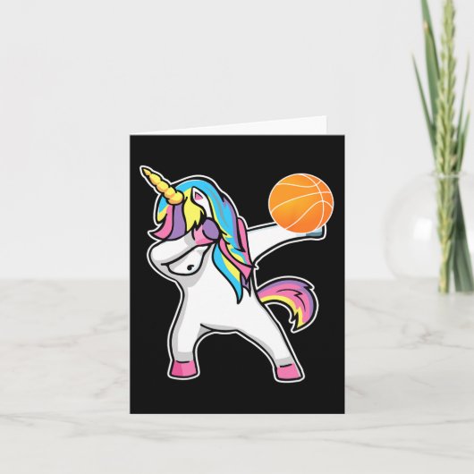 Carte Filles Unicorne Dabbing Basketball Joueur Fun Bbal (Devant)