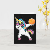 Carte Filles Unicorne Dabbing Basketball Joueur Fun Bbal (Fleur jaune)