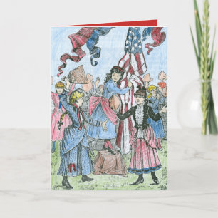 Carte Filles victoriennes célébrant la 4ème de la