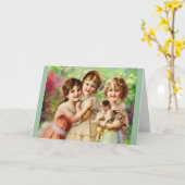 Carte Filles vintages Meilleurs amis Anniversaire (Fleur jaune)