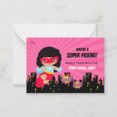 Carte fillette Valentine - Superhero African Ameri (Devant)