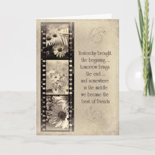 Carte Filmstrip florale pour l'anniversaire de l'ami (Devant)