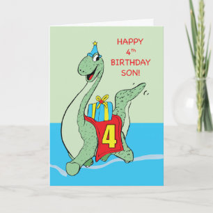 Carte Fils, 4e anniversaire Dinosaur