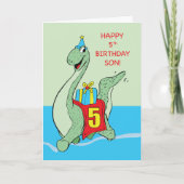 Carte Fils, 5e anniversaire Dinosaur (Devant)