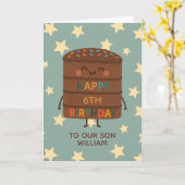 Carte Fils 6Anniversaire Cute Custom Choco Cake (Fleur jaune)