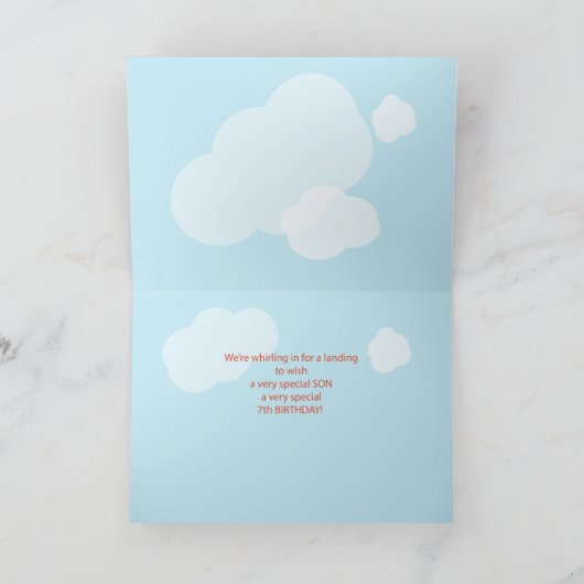 Carte Fils, 7e anniversaire avec hélicoptère (Intérieur)