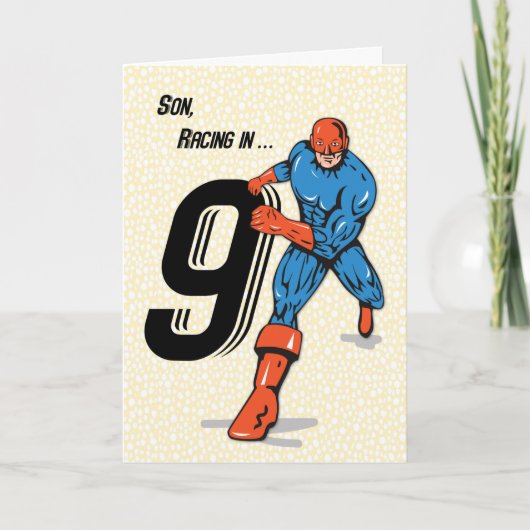 Carte Fils 9e anniversaire Superhero (Devant)