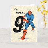 Carte Fils 9e anniversaire Superhero (Fleur jaune)