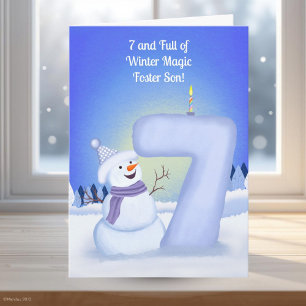Carte Fils adoptif joyeux 7ème anniversaire Bonhomme de