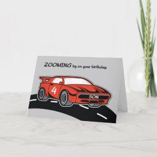 Carte Fils Anniversaire 4 âge Red Sports Voiture