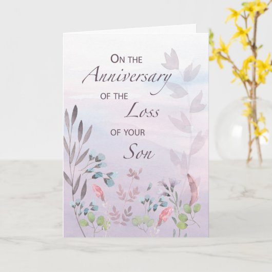 Carte Fils Anniversaire de la perte d'aquarelle florales (Fleur jaune)