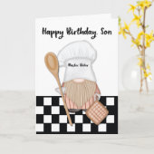 Carte Fils Anniversaire Whimsical Gnome Baker Baking (Fleur jaune)