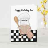 Carte Fils Anniversaire Whimsical Gnome Chef Cuisine (Fleur jaune)