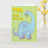 Carte Fils Bleu Dinosaur (Fleur jaune)