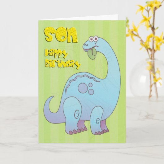 Carte Fils Bleu Dinosaur (Fleur jaune)