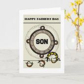 Carte Fils / Bonne Fête des pères - Maya / lézards (Fleur jaune)