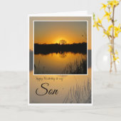 Carte Fils D'Anniversaire, Arbre Silhouetté Derrière Le (Fleur jaune)