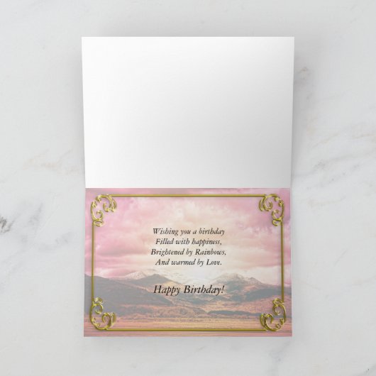 Carte Fils d'anniversaire, coucher de soleil sur les mon (Intérieur)