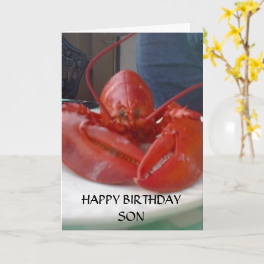 Carte FILS D'ANNIVERSAIRE HEUREUX (parlant homard) (Fleur jaune)