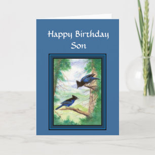 Carte Fils d'anniversaire - Stellar Jay Bird, Nature, Fa