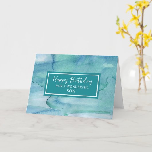 Carte Fils d'aquarelle bleu (Fleur jaune)