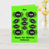 Carte Fils d'araignée verte Halloween Anniversaire (Fleur jaune)