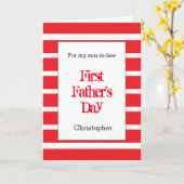 Carte Fils de 1ère Fête des pères rouge moderne (Fleur jaune)