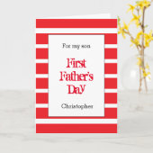 Carte Fils de 1ère Fête des pères rouge rayé (Fleur jaune)