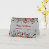 Carte Fils de bois rustique en droit Joyeux Noël (Fleur jaune)