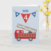 Carte Fils du 4e anniversaire, Camion (Fleur jaune)