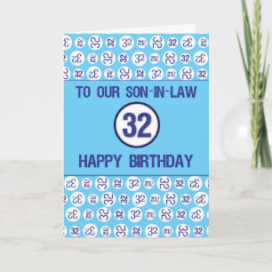 Carte Fils-en-Belle 32e anniversaire chiffres bleus