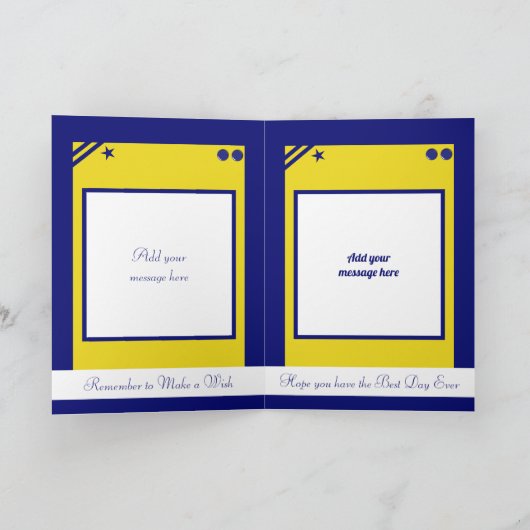 Carte Fils en droit bleu et jaune heureux anniversaire (Intérieur)