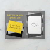 Carte Fils en droit photo nom gris jaune anniversaire (Intérieur)