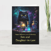 Carte Fils et fille en droit Joyeux Halloween Chat noir (Devant)