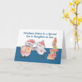 Carte Fils et fille en droit Mignons Oiseaux de Noël (Fleur jaune)