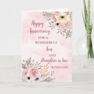 Carte Fils et fille florales en droit Anniversaire Maria