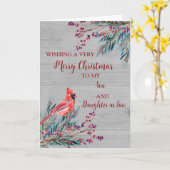 Carte Fils et fille rustiques en droit Joyeux Noël (Fleur jaune)