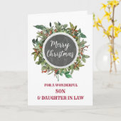 Carte Fils et fille rustiques en droit Joyeux Noël (Fleur jaune)