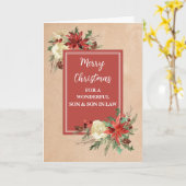 Carte Fils et fils rustiques en droit Joyeux Noël (Fleur jaune)