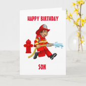 CARTE FILS ET MON FIREMAN PRÉFÉRÉ À L'ANNIVERSAIRE ! (Fleur jaune)