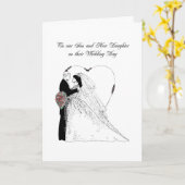 Carte Fils et nouvelle fille Mariage noir et blanc (Fleur jaune)