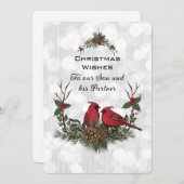 Carte Fils et partenaire Cardinal Rouge Noël (Devant / Derrière)