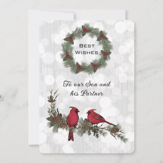 Carte Fils et partenaire Cardinal rouge Noël (Devant)