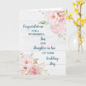 Carte Fils & Fille en droit Jour de mariage Félicitation (Fleur jaune)